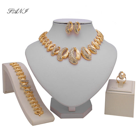 Dubai Gold-color crystal jewelry set